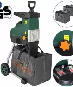 GARDEBRUK Broyeur De Végétaux Silencieux 2800 W Broyeur De Jardin Avec 2x Sac 60L Branches Arbustes 44mm