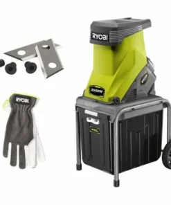Pack RYOBI Broyeur De Végétaux 2500W RSH2545B - Jeu De 2 Lames Pour Broyeurs De Végétaux RAC351 - Gants De Jardinage Cuire Taille XL RAC810XL