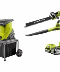 Pack RYOBI Broyeur De Végétaux 2500W RSH2545B - Taille-haies 18V OnePlus OHT1855R - Souffleur 18V OnePlus RBL1820S40F - 1 Batterie 4.0Ah 1 Chargeur