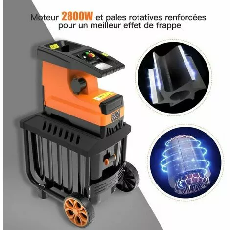 TACKLIFE Broyeur De Végétaux Électrique, 2800W Broyeur Végétaux Et Branches, 45mm Max Diamètrede Coupe, 55 L, Très Silencieux, Avec Roues PWS01A 5 TACKLIFE Broyeur De Végétaux Électrique, 2800W Broyeur Végétaux Et Branches, 45mm Max Diamètrede Coupe, 55 L, Très Silencieux, Avec Roues PWS01A – Image 3