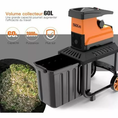 TACKLIFE Broyeur De Végétaux Électrique, 2800W Broyeur Végétaux Et Branches, 45mm Max Diamètrede Coupe, 55 L, Très Silencieux, Avec Roues PWS01A 6 TACKLIFE Broyeur De Végétaux Électrique, 2800W Broyeur Végétaux Et Branches, 45mm Max Diamètrede Coupe, 55 L, Très Silencieux, Avec Roues PWS01A – Image 4