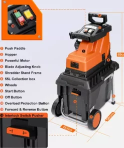 TOPSHAK TS-WS1 Broyeur De Végétaux Déchiqueteuse De Bois Déchiqueteuse De Feuilles D’arbre Broyeur De Branches 55L 2800W Prise EU -Promos Broyeur de végétaux Magasin 42965802 4