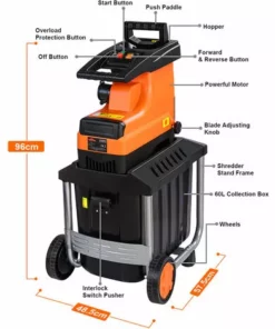 TOPSHAK TS-WS2 Broyeur De Végétaux Déchiqueteuse De Bois Déchiqueteuse De Feuilles D’arbre Broyeur De Branches 60L 2800W Prise EU -Promos Broyeur de végétaux Magasin 42968995 4