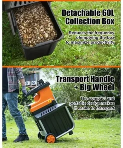 TOPSHAK TS-WS2 Broyeur De Végétaux Déchiqueteuse De Bois Déchiqueteuse De Feuilles D’arbre Broyeur De Branches 60L 2800W Prise EU -Promos Broyeur de végétaux Magasin 42968995 5