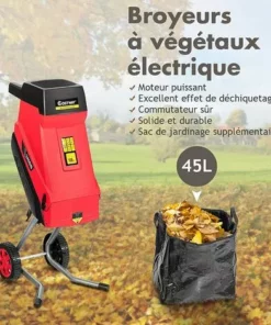 GOPLUS 45L Broyeur Végétaux Et Branches, Broyeur électrique Silencieux 2400W, Largeur De Coupe 45mm Avec Lame De Haute Qualité Et Bac De Collecte Pour Jardin Et Terres Agricoles -Promos Broyeur de végétaux Magasin 48930831 3