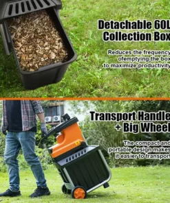 JMAX TS-WS2 Broyeur De Végétaux électrique 2800W 45mm 60L -Promos Broyeur de végétaux Magasin 53552390 3