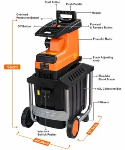 JMAX TS-WS2 Broyeur De Végétaux électrique 2800W 45mm 60L -Promos Broyeur de végétaux Magasin 53552390 4