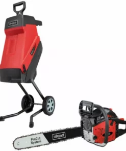 Pack SCHEPPACH Broyeur électrique - 2400 W - 2 Sac Collecteurs - GS55 - Tronçonneuse Thermique ProCut - 51 Cm - 2000 W - CSP5300
