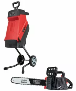 Pack SCHEPPACH Broyeur électrique - 2400 W - 2 Sac Collecteurs - GS55 - Tronçonneuse électrique ProCut - 45,5 Cm - 2700 W - CSE2700