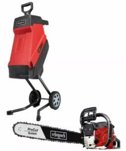 Pack SCHEPPACH Broyeur électrique - 2400 W - 2 Sac Collecteurs - GS55 - Tronçonneuse Thermique ProCut - 40 Cm - 1400 W - CSP41