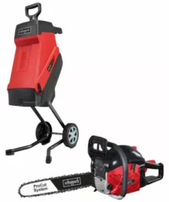Pack SCHEPPACH Broyeur électrique - 2400 W - 2 Sac Collecteurs - GS55 - Tronçonneuse Thermique ProCut - 46 Cm - 1800 W - CSH46