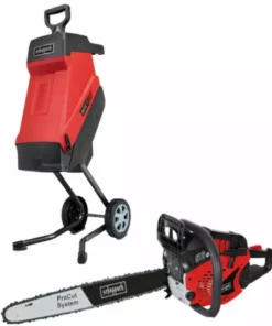 Pack SCHEPPACH Broyeur électrique - 2400 W - 2 Sac Collecteurs - GS55 - Tronçonneuse Thermique ProCut - 51 Cm - 2300 W - CSH56