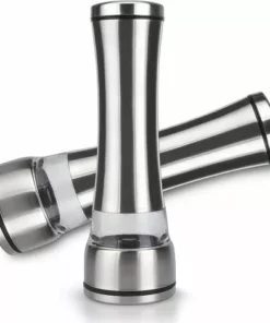 PESCE 2 Pcs Moulin À Sel Et À Poivre Moulin Broyeur Réglable Moulin En Céramique Mécanisme 304 En Acier Inoxydable Brossé Acrylique Corps Sel Et Poivre Shakers Pour Sel, Poivre, Herbes Séchées, Épices