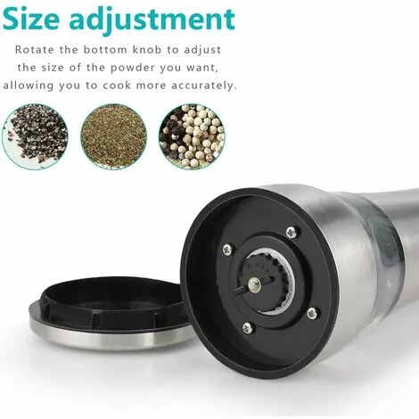 PESCE 2 Pcs Moulin À Sel Et À Poivre Moulin Broyeur Réglable Moulin En Céramique Mécanisme 304 En Acier Inoxydable Brossé Acrylique Corps Sel Et Poivre Shakers Pour Sel, Poivre, Herbes Séchées, Épices 4 PESCE 2 Pcs Moulin À Sel Et À Poivre Moulin Broyeur Réglable Moulin En Céramique Mécanisme 304 En Acier Inoxydable Brossé Acrylique Corps Sel Et Poivre Shakers Pour Sel, Poivre, Herbes Séchées, Épices – Image 2