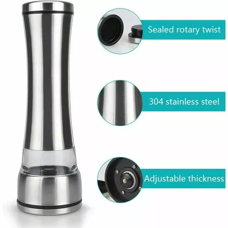 PESCE 2 Pcs Moulin À Sel Et À Poivre Moulin Broyeur Réglable Moulin En Céramique Mécanisme 304 En Acier Inoxydable Brossé Acrylique Corps Sel Et Poivre Shakers Pour Sel, Poivre, Herbes Séchées, Épices 6 PESCE 2 Pcs Moulin À Sel Et À Poivre Moulin Broyeur Réglable Moulin En Céramique Mécanisme 304 En Acier Inoxydable Brossé Acrylique Corps Sel Et Poivre Shakers Pour Sel, Poivre, Herbes Séchées, Épices – Image 4